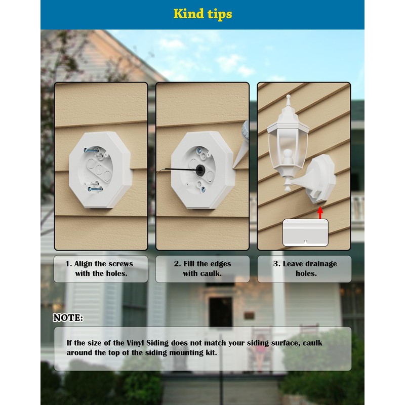 Siding Mounting Block, 8141 White Outdoor Light Mounting Kit with