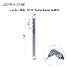 JIANXING Fresa cuadrada de carburo para acero de aleación/aceros endurecidos, brocas de fresa de 1/8 pulgadas, 4 flautas HRC de 55 grados, revestimiento AlTiN de 55 grados, brocas de fresadora CNC (4