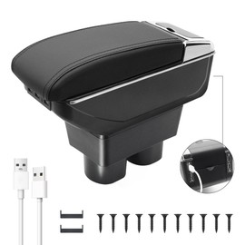 YJYWZH Car Armrest Storage Box for Nissan Versa 2007-2011 Auto Accessories Center Console Organizer, 7 USB Ports Double-Layer Space Arm Rest with Cup Holder (7 USB Ports, Black Thread)