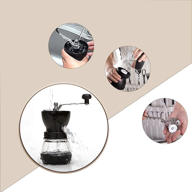 ANCLLO Manuelle Kaffeemühle mit Keramik-Frässtiften, 350 ml,Glasdosen, Silikonabdeckung und Edelstahlgriff,