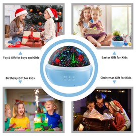 Kids Night Light,360° Rotating Starry Night Light Projector for Babys,Ocean Wave Projector for Kids Toddlers,Christmas Gifts Stocking Stuffers for Kids,Boys Girls Bedroom Decor