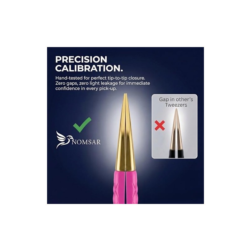 Professional Eyelash Tweezers, Precision Tweezers with Curved Fiber Tip, Eyelash