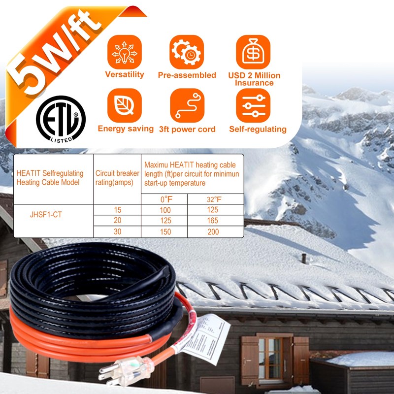 HEATIT Sewage Pipe Heating Cable for Buried Pipes, Wastewater Systems,