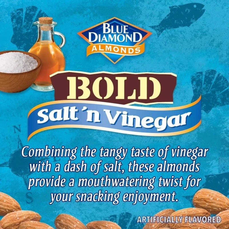 Blue Diamond Almonds, Bold Salt 'n Vinegar, 16 Ounce (Pack