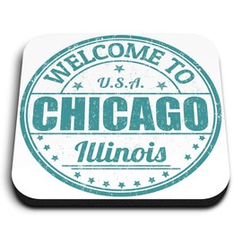 1 x Square MDF Fridge Magnet - Chicago Illinois USA America Travel 6123
