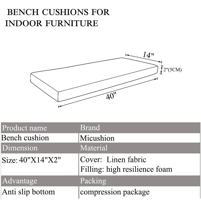 MICUSHION Piano Bench Cushions 40x14 Inch for Reading Nook with
