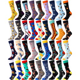 36 Pairs Funny Men's Dress Socks Men's Novelty Socks Crew Socks Cotton Socks Bulk Colorful Socks Set for Women Men (Abstract Pattern)