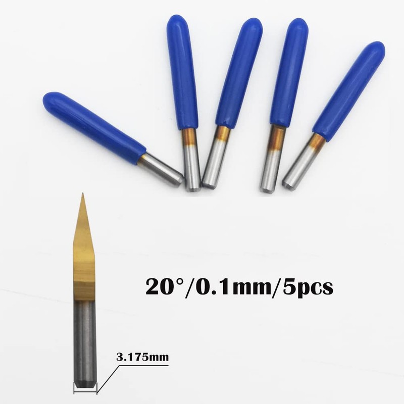 CESFONJER Titanium Coat Engraving Bits, Carbide PCB Engraving Bits, 3.175mm