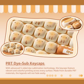 Akko PBT Keycaps Set, Bun Wonderland Keycaps MOG Profile 138-Key Keycaps for Mechanical Keyboards