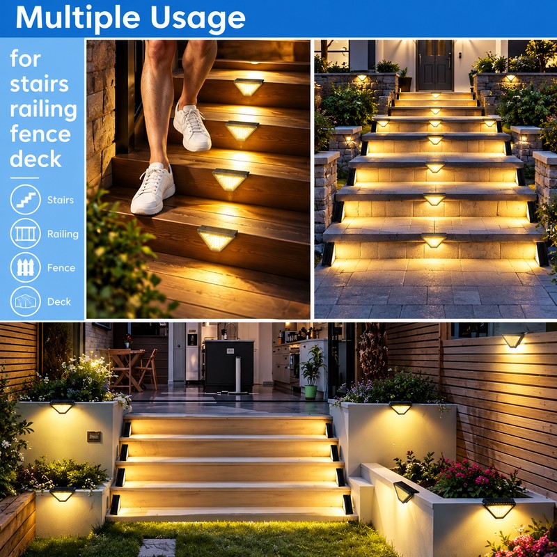 Solar Deck Lights Outdoor – Waterproof LED Step Lights for