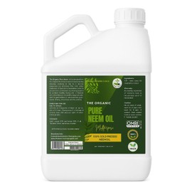 Organic 100% Cold Pressed Neem Oil (1 Gallon) - Pure Neem Oil for Hair, Skin, Nails, Pets, Indoor & Outdoor Plants & Garden - Unrefined, All Natural Concentrated, Multipurpose (128 Fl oz)
