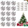 FainFun Glitter Christmas Flowers, Pack of 15, 14 x 14