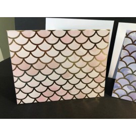 Unbranded New Mermaid Scale Notecards Set Of 4 Multi Colored With Envelopes Summer Writing