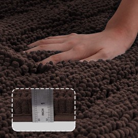 Turquoize Luxury Chenille Bath Rugs Shaggy Bathroom Rugs Non Skid Bath Mat for Bathroom/Outdoor/Indoor Extra Soft and Absorbent Area Rug, Machine Washable, 20"x 32", Brown