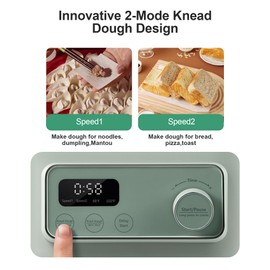MOKKOM Electric Dough Maker with Proof Dough Function, Microcomputer Timing, 6.34Qt 304 Stainless Steel Bowl, Household Dough Maker Kitchen Flour Kneading Machine, Green
