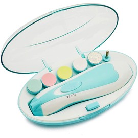 Brounit Baby Nail Trimmer - Electric Safe Baby Nail File, Trim Polish Grooming kit, Safe for Infant Newborn Toddler Girls Boys Adults, with LED Light, 6 Grinding Heads, Blue