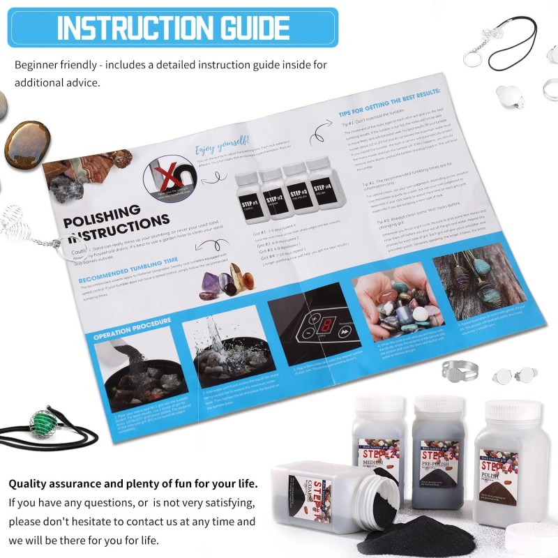 WKTURN Rock Tumbler Grit Set, Polish Refill - 4 Basic