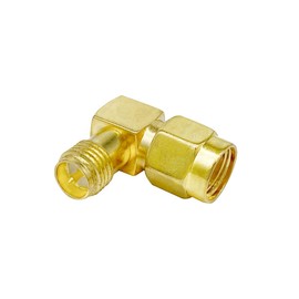 Vecys WiFi Antenna Adapter RP-SMA Adapter Male to Female Right Angle 90 Degree RF Coaxial Coaxial Adapter Gold-Plated for WiFi Antenna Router PCI Card Wireless WLAN Network (Pack of 2)