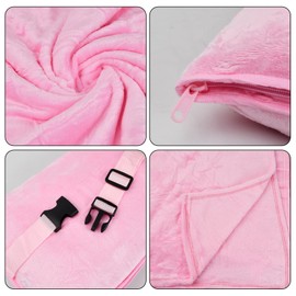 Amexo Travel Blanket Pillow 2 in 1, Soft Warm Travel Blanket and Pillow with Pillow Case, Ultralight Portable Travel Blanket for Air Travel Business Travel Office (Pink)