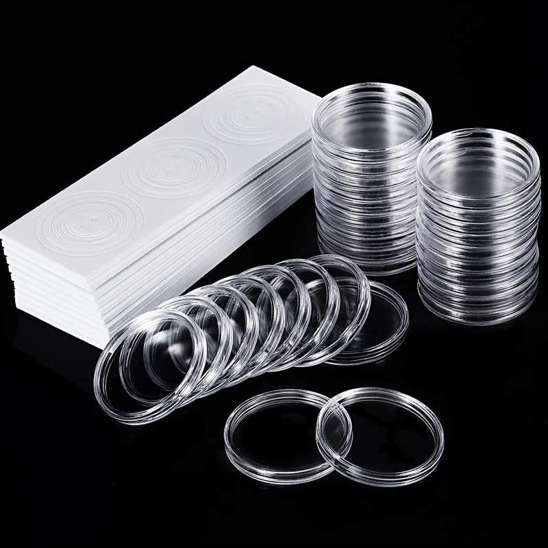 QNLEMON Coin Capsules, Pack of 100 Clear Coin Capsules with