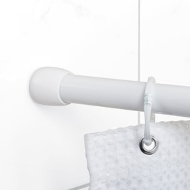 Zenna Home Rustproof Adjustable Tension Shower Curtain Rod for Small Tubs and Showers, 30 to 43 Inches, Stall Sized Shower Rod, No Drilling, Aluminum, White