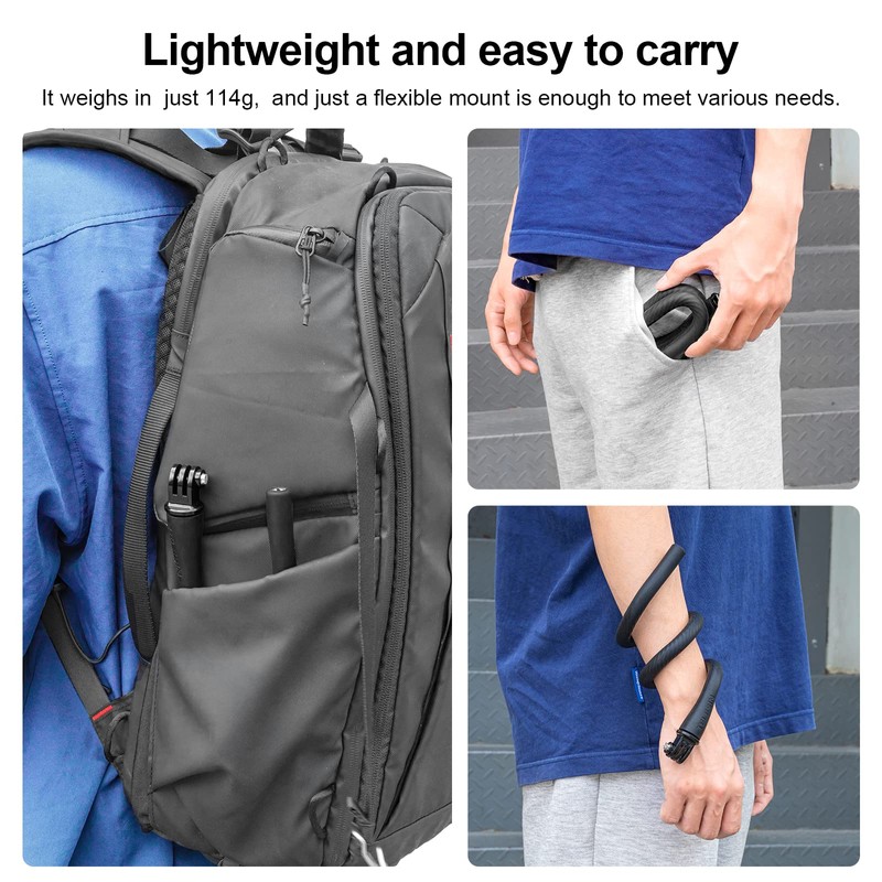 TELESIN Flexible Monkey Tail Selfie Stick Holder for GoPro Hero