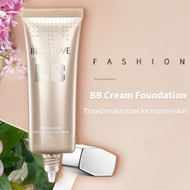 BLUE LOVE BB Cream Tinted Moisturizer Liquid Foundation, Lightweight Concealer Foundation Makeup, Light Coverage Foundation Cream, Skin Tinted Base Skincare Makeup, 2.13 Fl Oz (Natural Color)