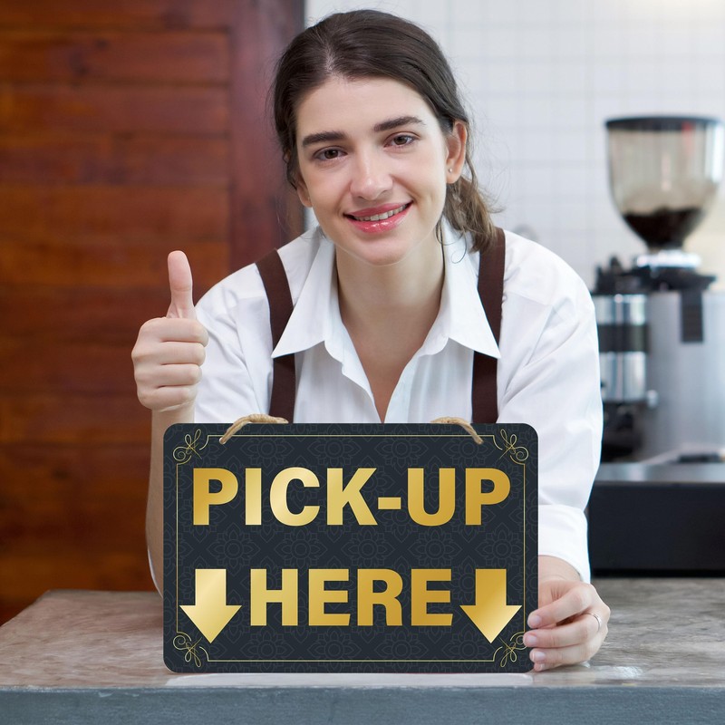 Lesnala 4Pcs Double-Sided Order Pick up Here Signs with A