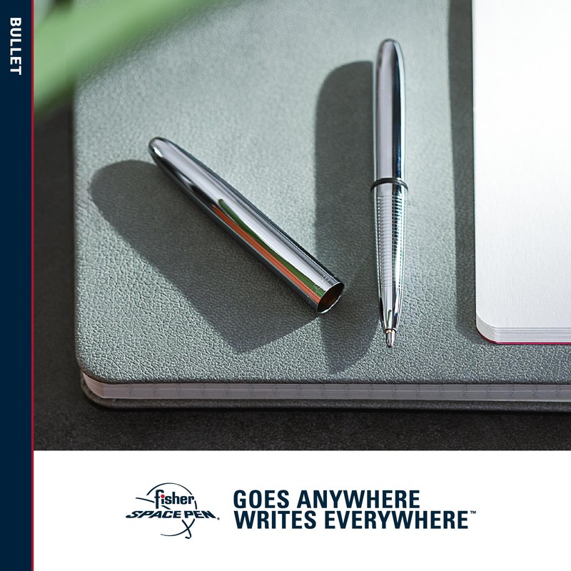 Fisher Space Pen Chrome Bullet Pen, Ballpoint, Brass, Black Ink,