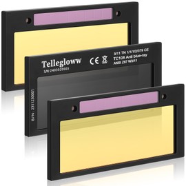 Tellegloww 3 Set 2" x 4 1/4" Gold Welding Lens Gold Auto Darkening Welding Lens Shade 11 Welding Filter for Pancake Welding Helmet Pipeliner Automatic Welding Lens for Welding Pipeliner Hood Parts