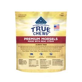 Blue Buffalo True Chews Premium Morsels Dog Treats, Made in The USA with Natural Ingredients, Steak, 10-oz. Bag