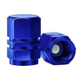 SAVITA 8 Packs Aluminum Tire Valve Stem Caps with Gasket Universal Hexagon Valve Covers Replacement for Cars, SUV, Bike, Motorcycles | Heavy-Duty, Airproof Seal | Screw-On, Easy-Grip (Blue)