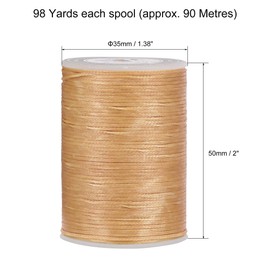 sourcing map Leather Sewing Thread 98 Yards 150D/0.8mm Polyester Waxed Cord for Manual and Machine Sewing, Tan