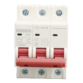 3P Miniature Circuit Breaker DIN Rail Mounted Short Circuit Protection Switch DC 750V 63A 6000A