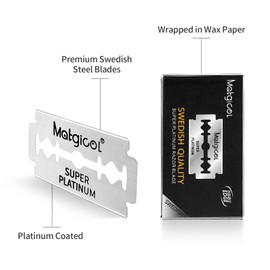 MATGICOL Double Edge Safety Razor Blades - 100 Count Premium Platinum Swedish Steel Blades for Men & Women's Razors with a Smooth Precise and Clean Shave
