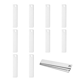 MECCANIXITY 10 Pack 2x 2/5 inch Metal Engraving Blank Stainless Steel Blank Metal Blank Tags Stamping Metal Stamping with 1 holes