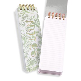 WORLD TRAVELER Eccolo Tall Spiral Memo Pad, 300 Pages, 150 Sheets, Double Spiral Binding, Office Essentials for Work, List Notepad for Students, Class and Shopping, Botanicals (Green, 3x8.5 inches)