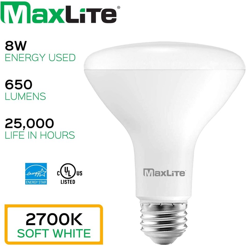 MaxLite LED BR Reflector LAMP 8W BR30 DIM 5000K 4PK,