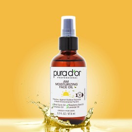 PURA D'OR 3.3 Oz ORGANIC AM Moisturizing Face Oil - Morning Glow Hydrating Skincare - Anti-Aging, Brightening, Lightweight Moisturizer for Glowing Skin - All Natural, Vegan, Paraben-Free - Women & Men