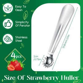 Baderke 4 Pcs Tomato Stem Corer Strawberry Baller Stainless Steel Strawberry Huller Tool Fruit Vegetable Stem Remover