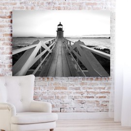 Renditions Gallery Marshall Point Lighthouse Landscape Forest Ocean Beach Photographic Exclusive Canvas Wall Art, 32x48