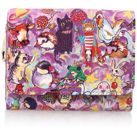 Tsumori Chisato Trifold Wallet, Mini Wallet, Forest Animals, purple