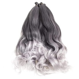 24 Inch French Curly Braiding Hair 6pack Loose Wavy Spiral Curl French Crochet Braid Hair Synthetic Pre Stretched Bouncy Braid Hair Extensions (TGREY)