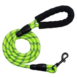 YALAVA Dog Leash 4 FT with Comfortable Black Padded Handle,1/2in Heavy Duty Highly Reflective Rope & 360° Swivel Hook for Walking, Running, Training, Green