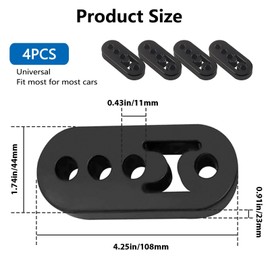 Alrens 4PCS Universal Exhaust Hanger, 4 Holes Adjustable Rubber Exhaust Hangers, High-Density Muffler Hanger Insulator Bracket Bushing Shock Absorbent for Car Truck SUV