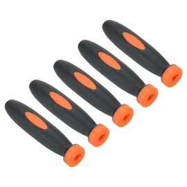 PATIKIL 2 Inch Rubber File Handle, 5 Pack File Cutting Tool File Round Handle Replacement Accessories for 0.12" Diameter Round Handle File, Orange Black