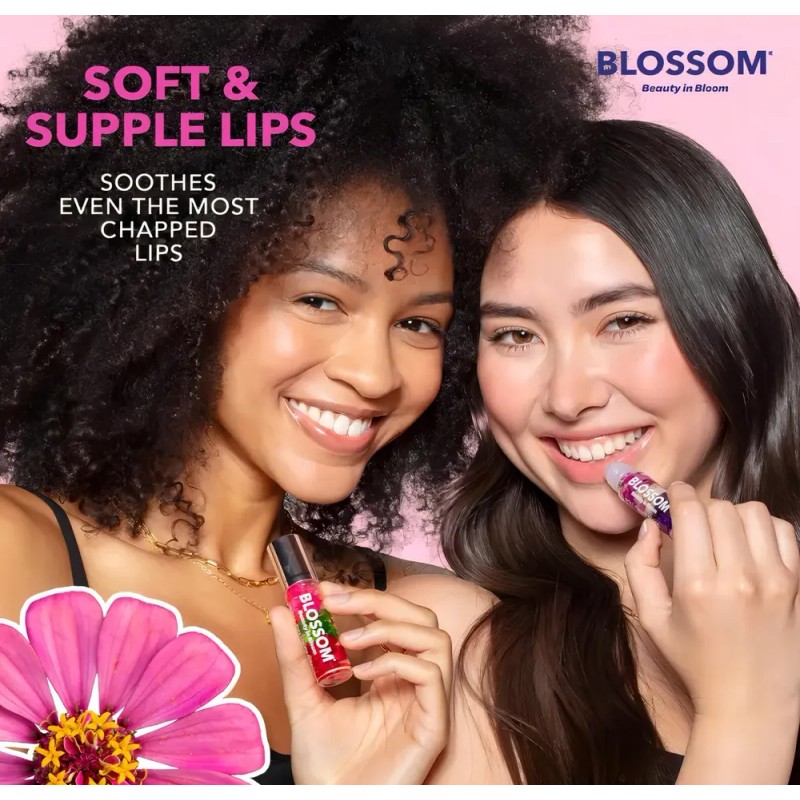 Brillo Labial Blossom Mentolado Roll-on Hidratante Vegano con Flores