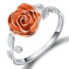 Esberry S925 Sterling Silver Rose Open Ring 3D Rose Shape