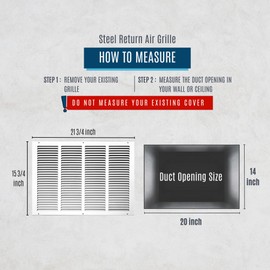 Fits 20x14 Duct Opening | Steel Return Air Grille by Handua | Vent Cover Grill for Sidewall and Ceiling | White | HVAC Cold Air Intake Grille | Outer Dimensions: 21.75"W X 15.75"