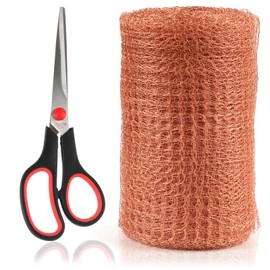 Copper Mesh Rodent Control， 5”X 20 Feet Copper Wool，100% Pure Copper Mesh for Slugs，Rustproof Copper Mesh Roll Complete with Scissors, Ideal for Hole Blocking, Mice & Rodent Defense, Gardening